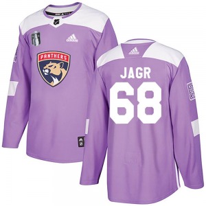 Authentic Adidas Adult Jaromir Jagr Purple Fights Cancer Practice 2023 Stanley Cup Final Jersey - NHL Florida Panthers