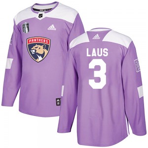 Authentic Adidas Adult Paul Laus Purple Fights Cancer Practice 2023 Stanley Cup Final Jersey - NHL Florida Panthers