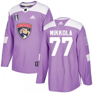 Authentic Adidas Adult Niko Mikkola Purple Fights Cancer Practice 2023 Stanley Cup Final Jersey - NHL Florida Panthers