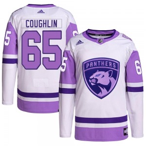 Authentic Adidas Youth Luke Coughlin White/Purple Hockey Fights Cancer Primegreen Jersey - NHL Florida Panthers
