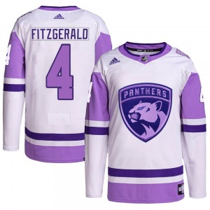 Authentic Adidas Youth Casey Fitzgerald White/Purple Hockey Fights Cancer Primegreen Jersey - NHL Florida Panthers