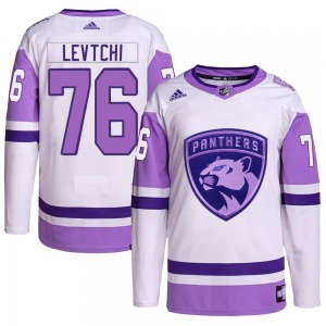 Authentic Adidas Youth Anton Levtchi White/Purple Hockey Fights Cancer Primegreen Jersey - NHL Florida Panthers