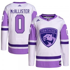 Authentic Adidas Youth Ryan McAllister White/Purple Hockey Fights Cancer Primegreen Jersey - NHL Florida Panthers