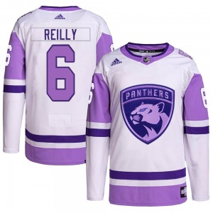Authentic Adidas Youth Mike Reilly White/Purple Hockey Fights Cancer Primegreen Jersey - NHL Florida Panthers