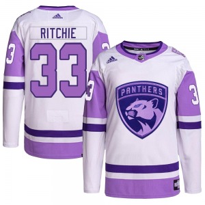 Authentic Adidas Youth Brett Ritchie White/Purple Hockey Fights Cancer Primegreen Jersey - NHL Florida Panthers