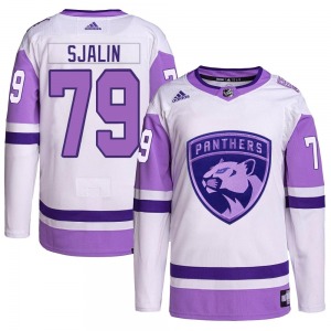 Authentic Adidas Youth Calle Sjalin White/Purple Hockey Fights Cancer Primegreen Jersey - NHL Florida Panthers
