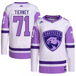 Authentic Adidas Youth Chris Tierney White/Purple Hockey Fights Cancer Primegreen Jersey - NHL Florida Panthers