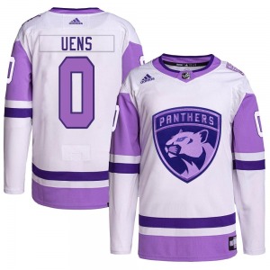 Authentic Adidas Youth Zachary Uens White/Purple Hockey Fights Cancer Primegreen Jersey - NHL Florida Panthers