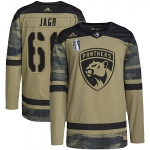 Authentic Adidas Youth Jaromir Jagr Camo Military Appreciation Practice 2023 Stanley Cup Final Jersey - NHL Florida Panthers