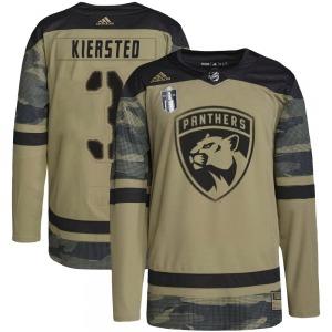 Authentic Adidas Youth Matt Kiersted Camo Military Appreciation Practice 2023 Stanley Cup Final Jersey - NHL Florida Panthers
