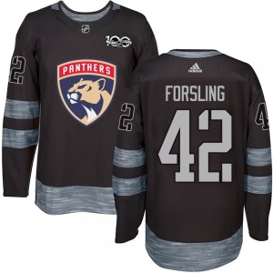 Authentic Adult Gustav Forsling Black 1917-2017 100th Anniversary Jersey - NHL Florida Panthers
