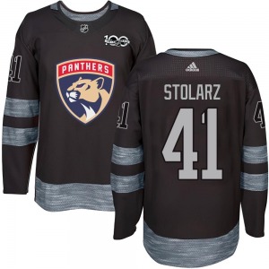Authentic Adult Anthony Stolarz Black 1917-2017 100th Anniversary Jersey - NHL Florida Panthers