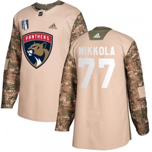 Authentic Adidas Youth Niko Mikkola Camo Veterans Day Practice 2023 Stanley Cup Final Jersey - NHL Florida Panthers