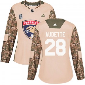 Authentic Adidas Women's Donald Audette Camo Veterans Day Practice 2023 Stanley Cup Final Jersey - NHL Florida Panthers