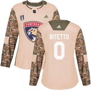 Authentic Adidas Women's Anthony Bitetto Camo Veterans Day Practice 2023 Stanley Cup Final Jersey - NHL Florida Panthers
