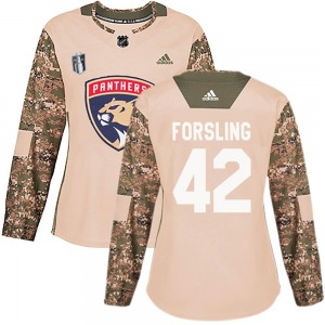 Authentic Adidas Women's Gustav Forsling Camo Veterans Day Practice 2023 Stanley Cup Final Jersey - NHL Florida Panthers