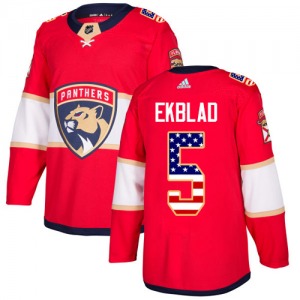 Authentic Adidas Youth Aaron Ekblad Red USA Flag Fashion Jersey - NHL Florida Panthers
