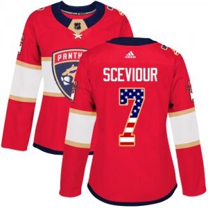 Authentic Adidas Women's Colton Sceviour Red USA Flag Fashion Jersey - NHL Florida Panthers