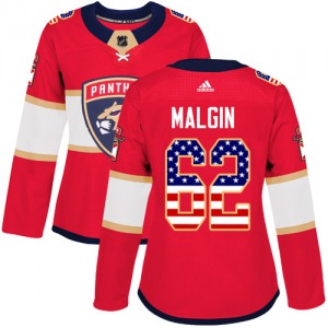 Authentic Adidas Women's Denis Malgin Red USA Flag Fashion Jersey - NHL Florida Panthers
