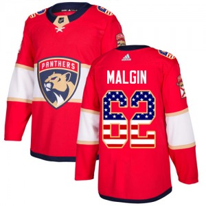 Authentic Adidas Youth Denis Malgin Red USA Flag Fashion Jersey - NHL Florida Panthers