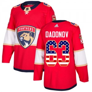 Authentic Adidas Youth Evgenii Dadonov Red USA Flag Fashion Jersey - NHL Florida Panthers