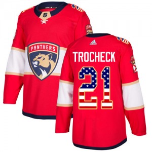 Authentic Adidas Youth Vincent Trocheck Red USA Flag Fashion Jersey - NHL Florida Panthers