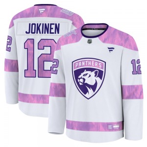 Premium Fanatics Youth Olli Jokinen White 2024 Hockey Fights Cancer Practice Jersey - NHL Florida Panthers