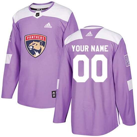 Custom Florida Panthers Hockey Jersey Name and Number Purple Pink Fights Cancer Practice