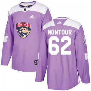 Authentic Adidas Youth Brandon Montour Purple Fights Cancer Practice Jersey - NHL Florida Panthers