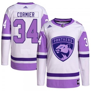 Authentic Adidas Youth Evan Cormier White/Purple Hockey Fights Cancer Primegreen Jersey - NHL Florida Panthers