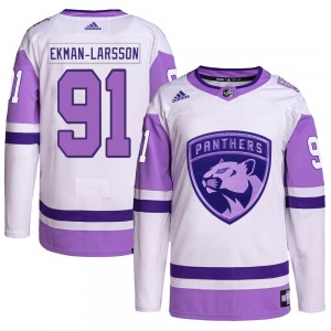 Authentic Adidas Youth Oliver Ekman-Larsson White/Purple Hockey Fights Cancer Primegreen Jersey - NHL Florida Panthers
